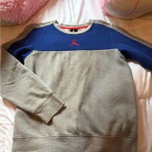 Jordan Colorblock Crewneck Sweatshirt - Gray, Blue & Red Trim